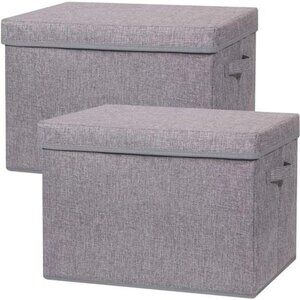 2 pack large foldable fabric storage bins with lids closet clothes organizer box